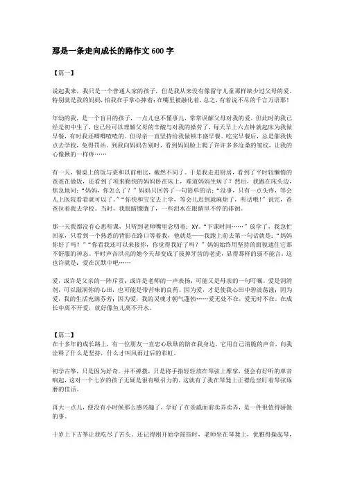 那是一条走向成长的路作文600字