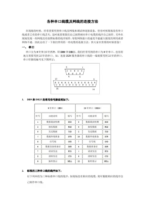 常用串口线缆及网线的连接方法
