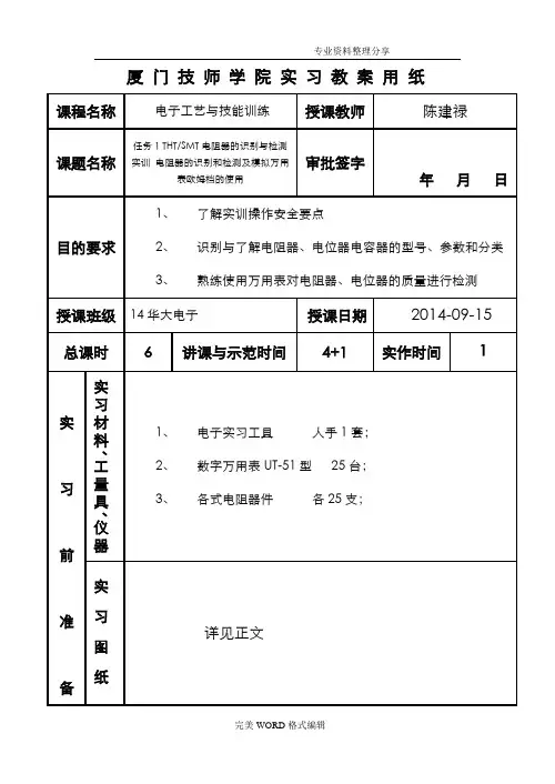 任务1THTSMT电阻器的识别及检测