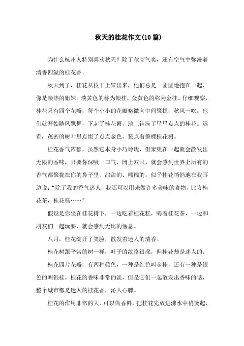 秋天的桂花作文(10篇)精选