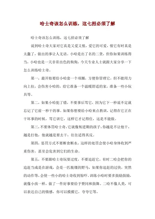 哈士奇该怎么训练,这七招必须了解
