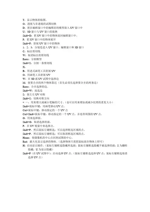 UVlayou快捷键t