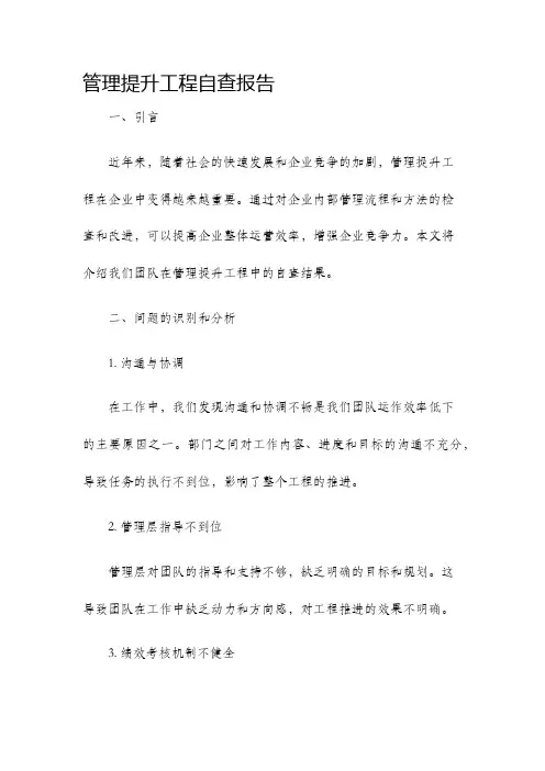 管理提升工程自查报告