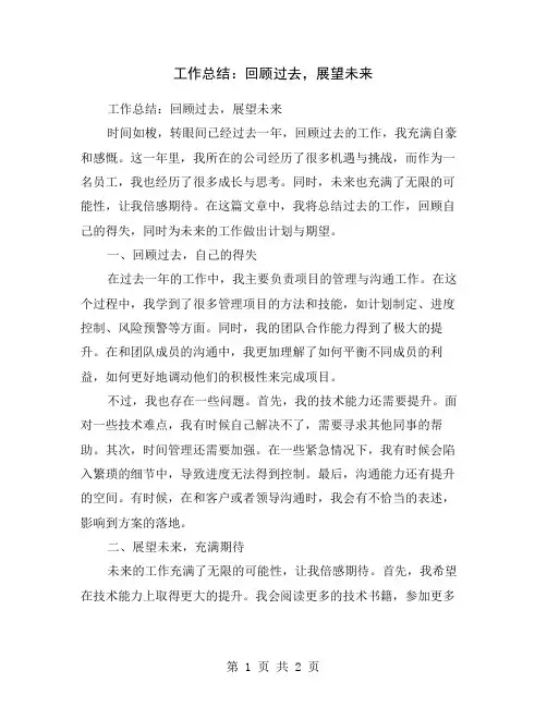 工作总结：回顾过去,展望未来