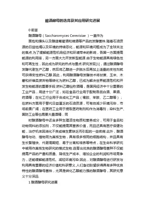 酿酒酵母的选育及其应用研究进展