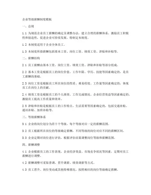 企业等级薪酬制度模板