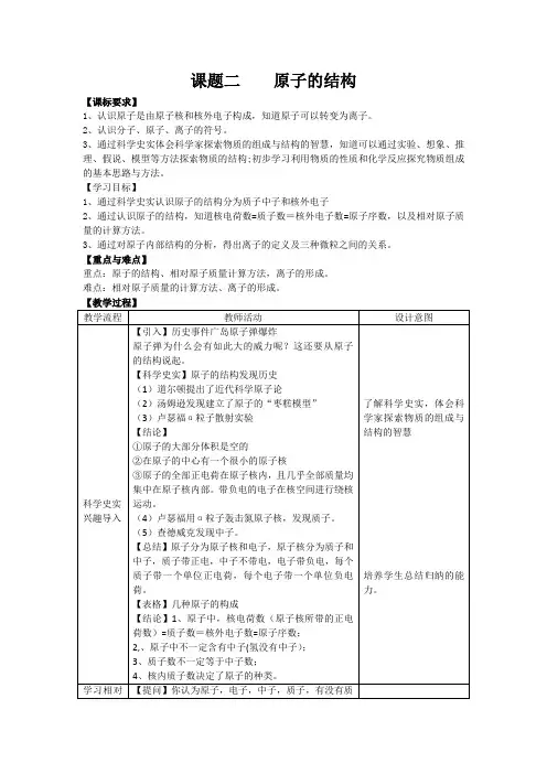 原子的结构 教案