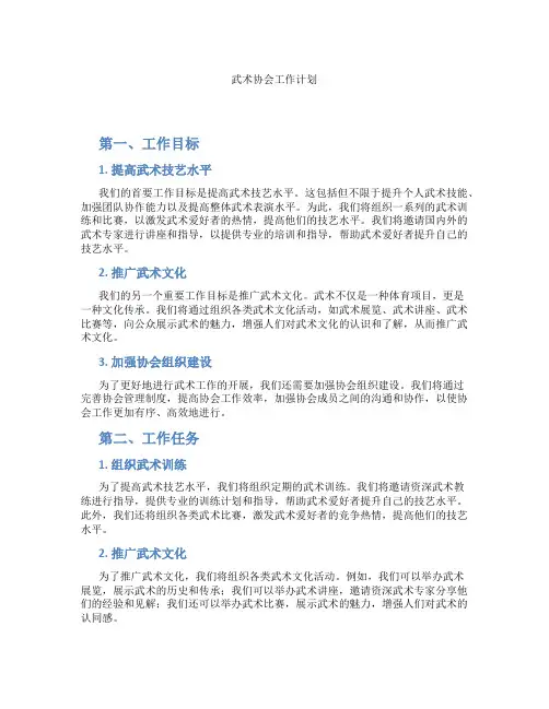 武术协会工作计划