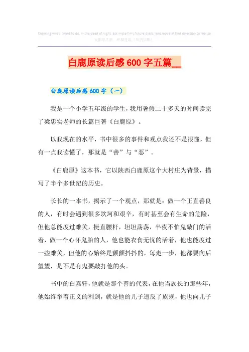 白鹿原读后感600字五篇