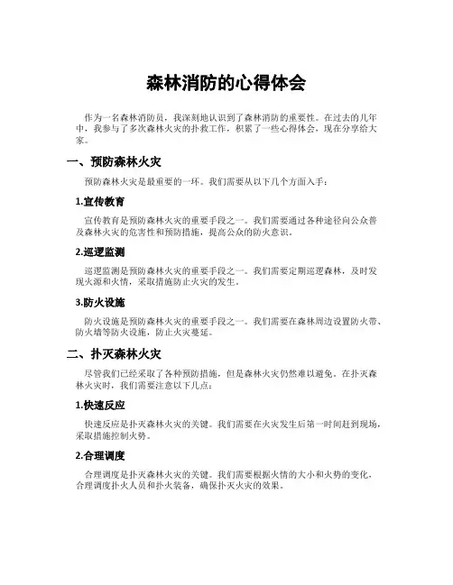 森林消防的心得体会