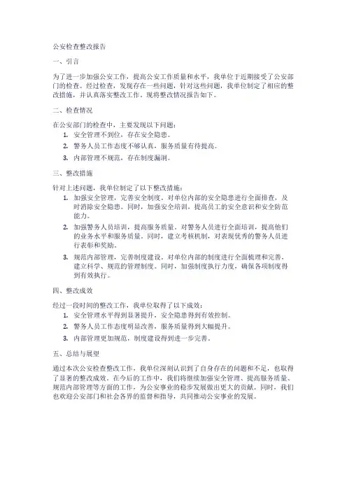 公安检查整改报告