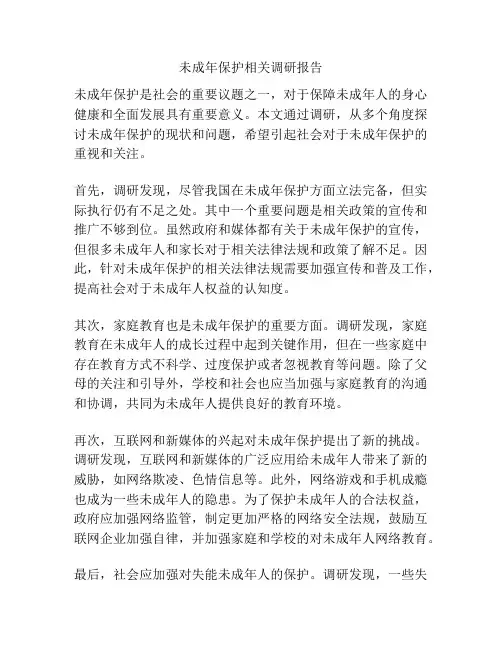 未成年保护相关调研报告