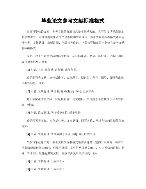 毕业论文参考文献标准格式