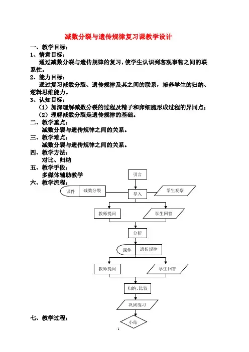 减数分裂与遗传规律复习课教学设计