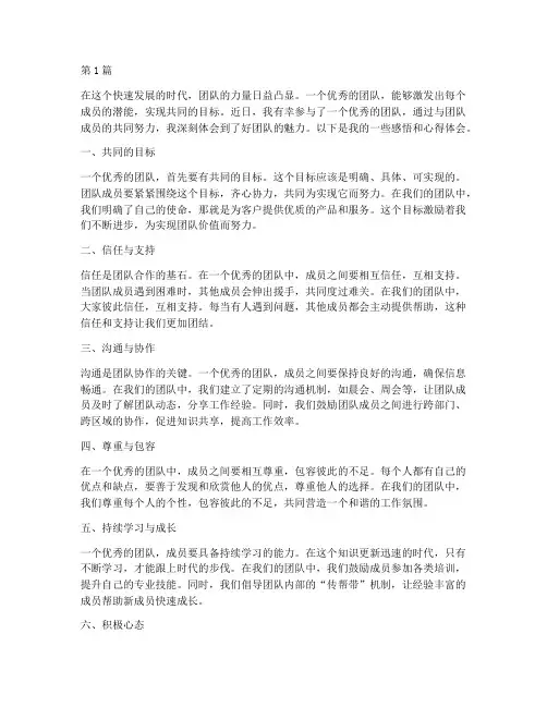 好团队感悟心得体会范文(3篇)