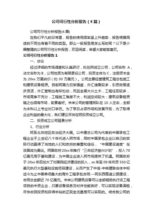 公司可行性分析报告（4篇）