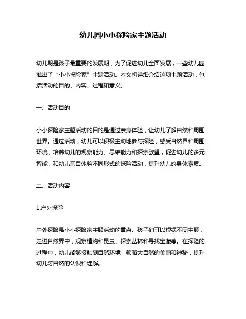 幼儿园小小探险家主题活动