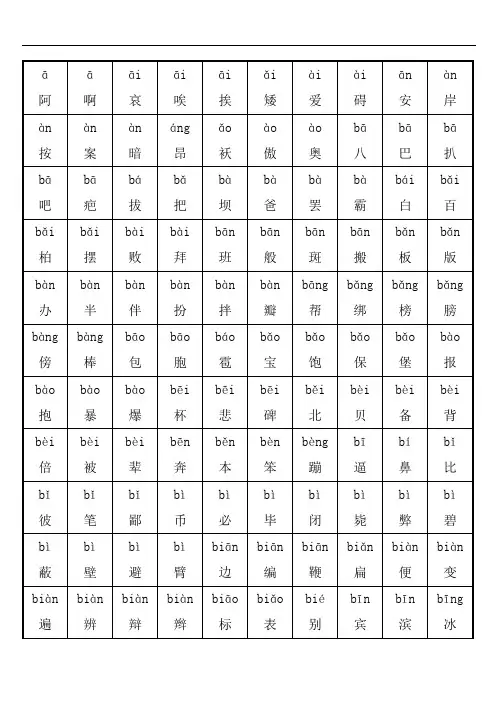 小学3500常用汉字大全(带拼音)