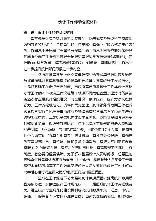 统计工作经验交流材料