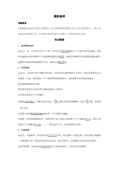 高考数学一轮复习专题训练—随机抽样