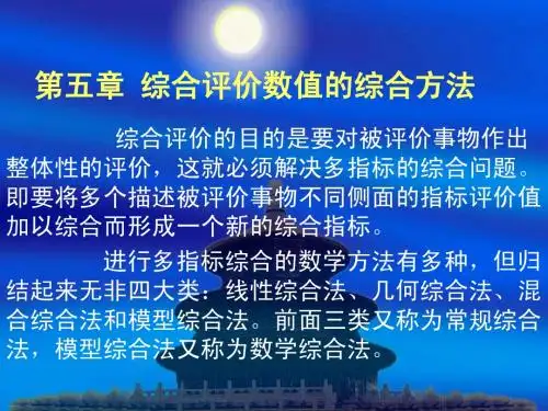 陈正伟-第五章 综合评价数值的综合方法