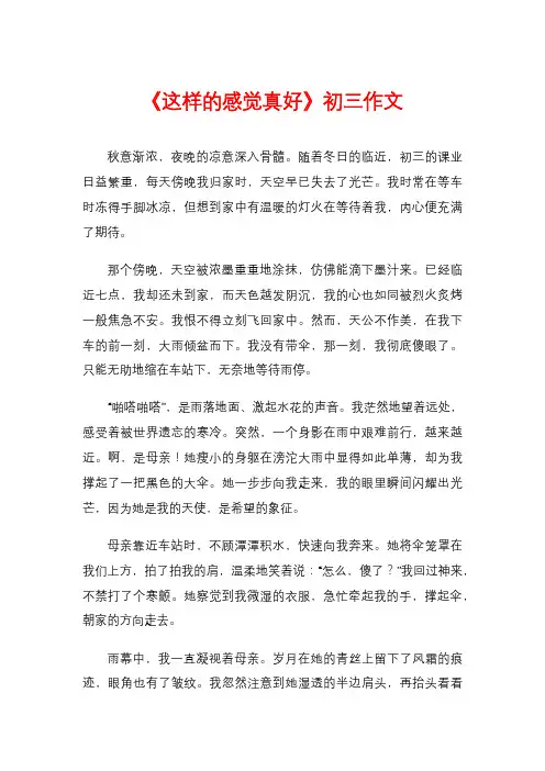 《这样的感觉真好》初三作文