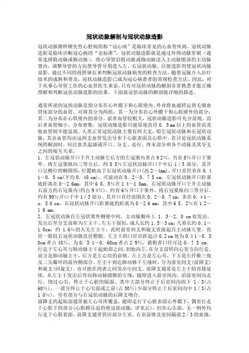 冠状动脉解剖与冠状动脉造影