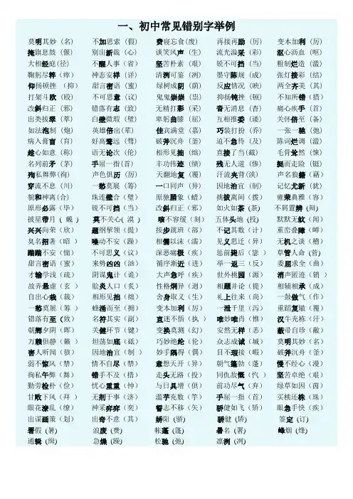 常见错别字、易读错的字