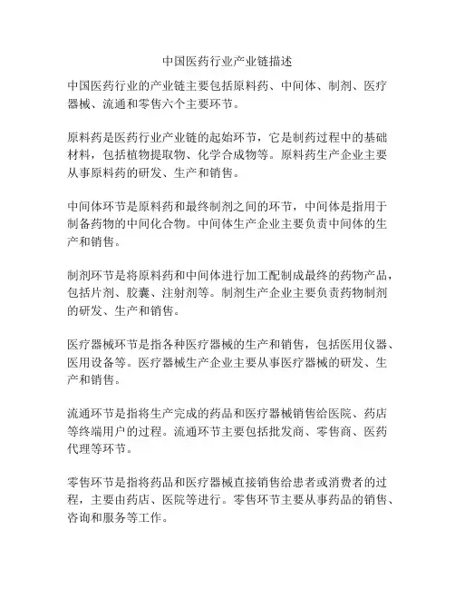中国医药行业产业链描述