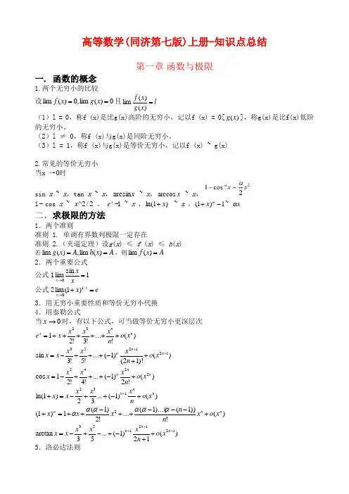 高等数学(同济第七版)上册-知识点总结