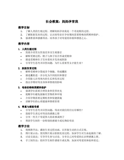 妈妈孕育我社会教案