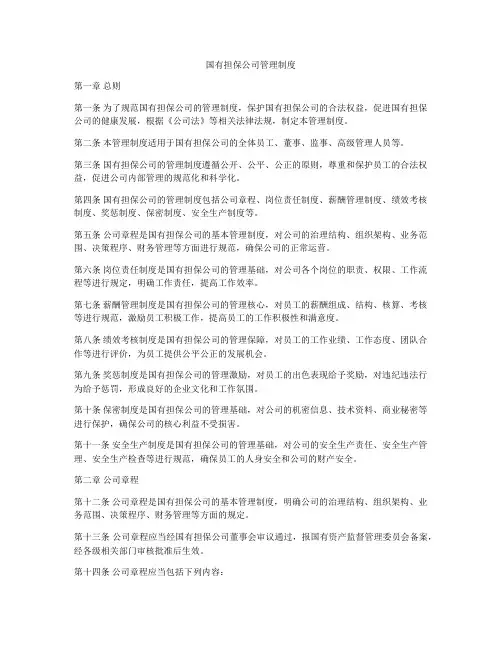 国有担保公司管理制度