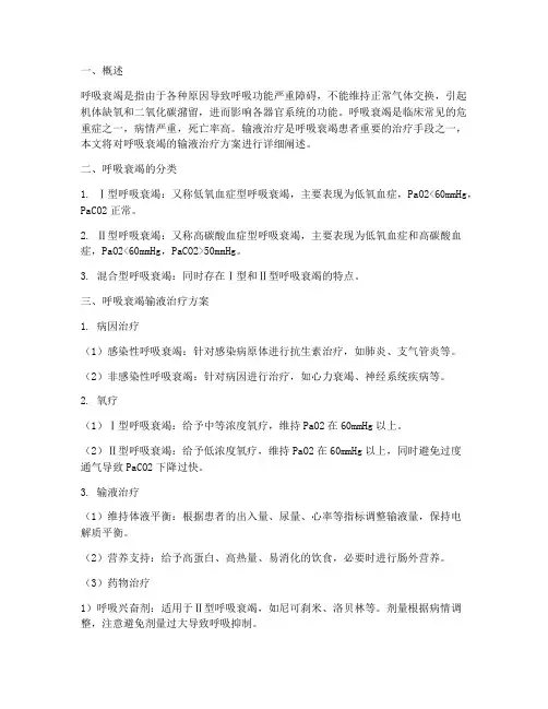 呼吸衰竭输液治疗方案