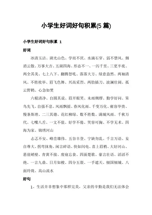 小学生好词好句积累(5篇)