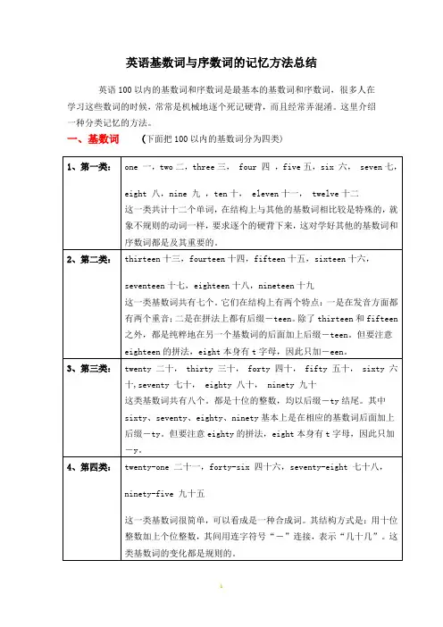 三年级基数词和序数词记忆方法总结