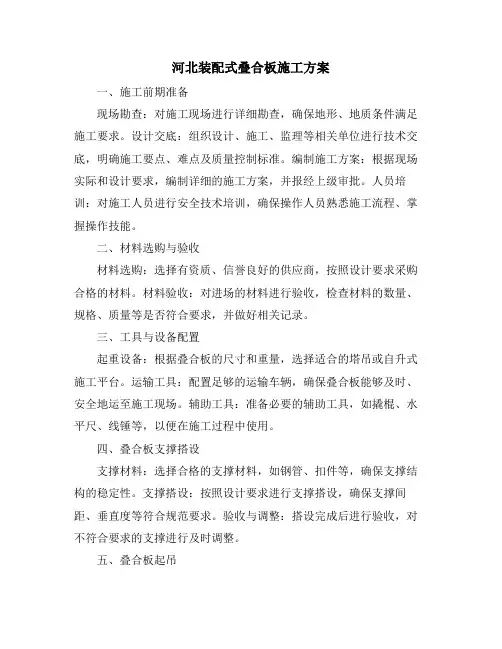 河北装配式叠合板施工方案
