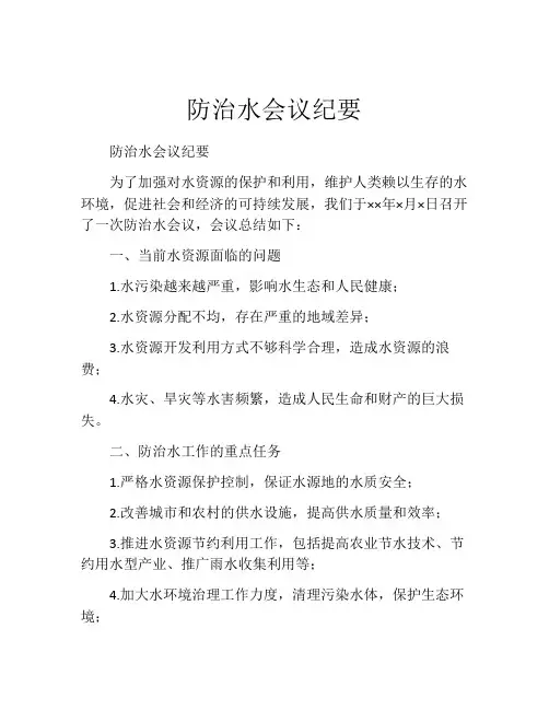 防治水会议纪要