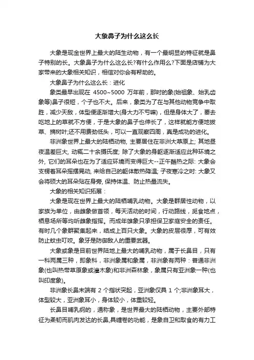 大象鼻子为什么这么长