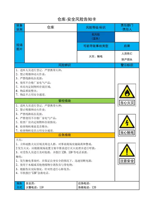 仓库-安全风险告知卡
