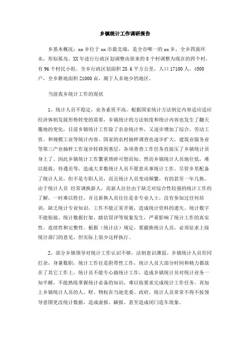 【最新】乡镇统计工作调研报告