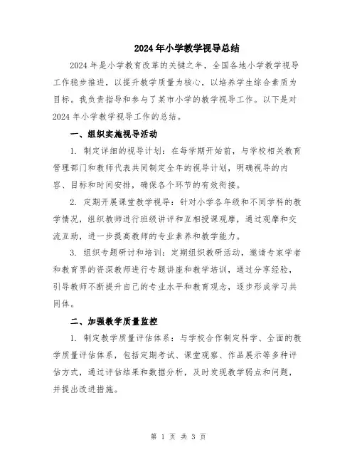 2024年小学教学视导总结