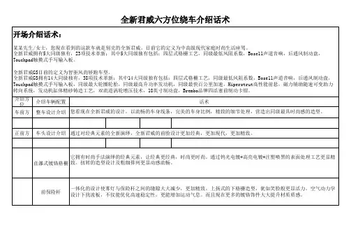 全新君威六方位绕车话术重点
