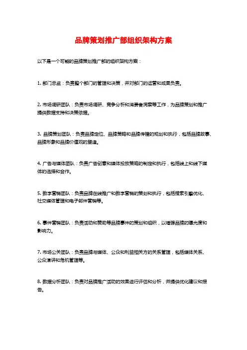 品牌策划推广部组织架构方案