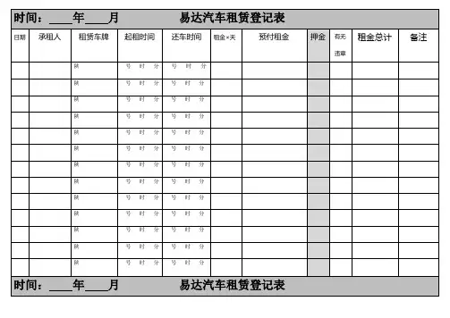 汽车租赁登记表