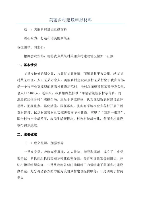 美丽乡村建设申报材料
