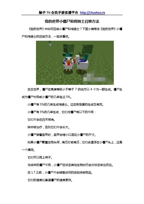 我的世界小僵尸和鸡骑士召唤方法