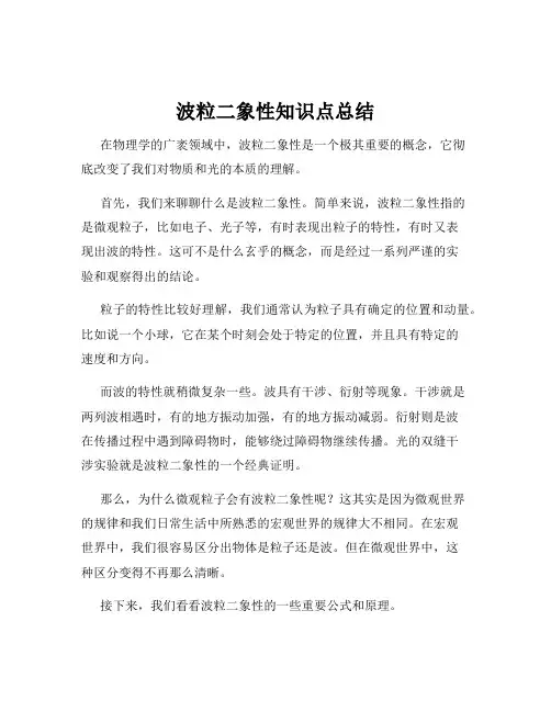 波粒二象性知识点总结