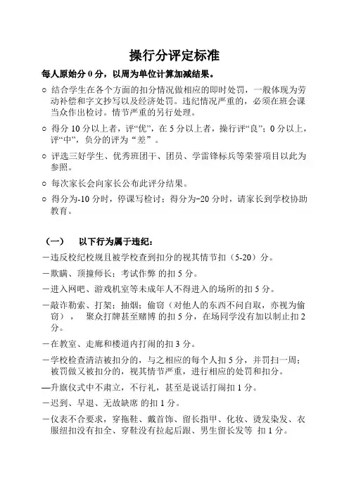 操行分评定标准