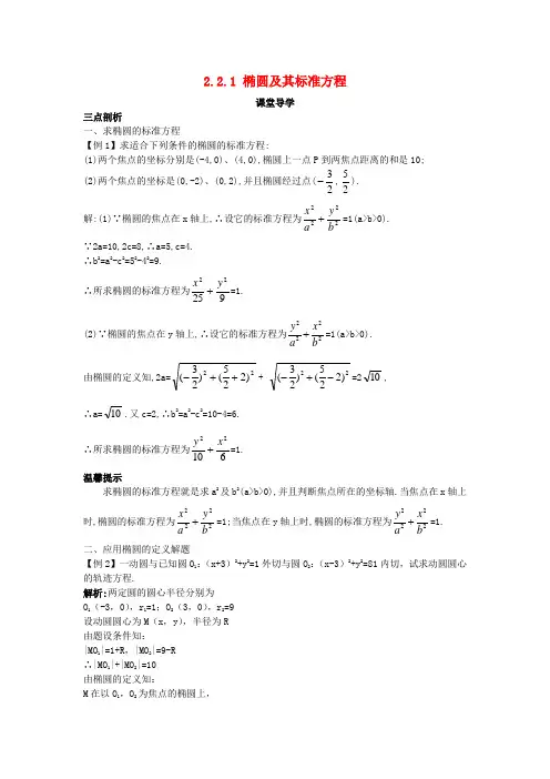 高中数学第二章1椭圆及其标准方程课堂导学案