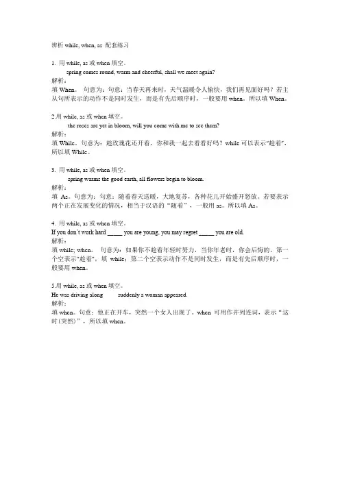 辨析while, when, as 配套练习